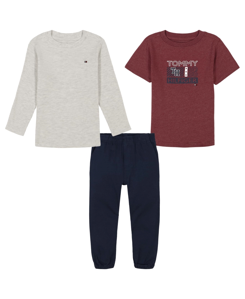 Дитячий комплект Tommy Hilfiger футболка, лонгслів та штани 1159824120 — фото 1