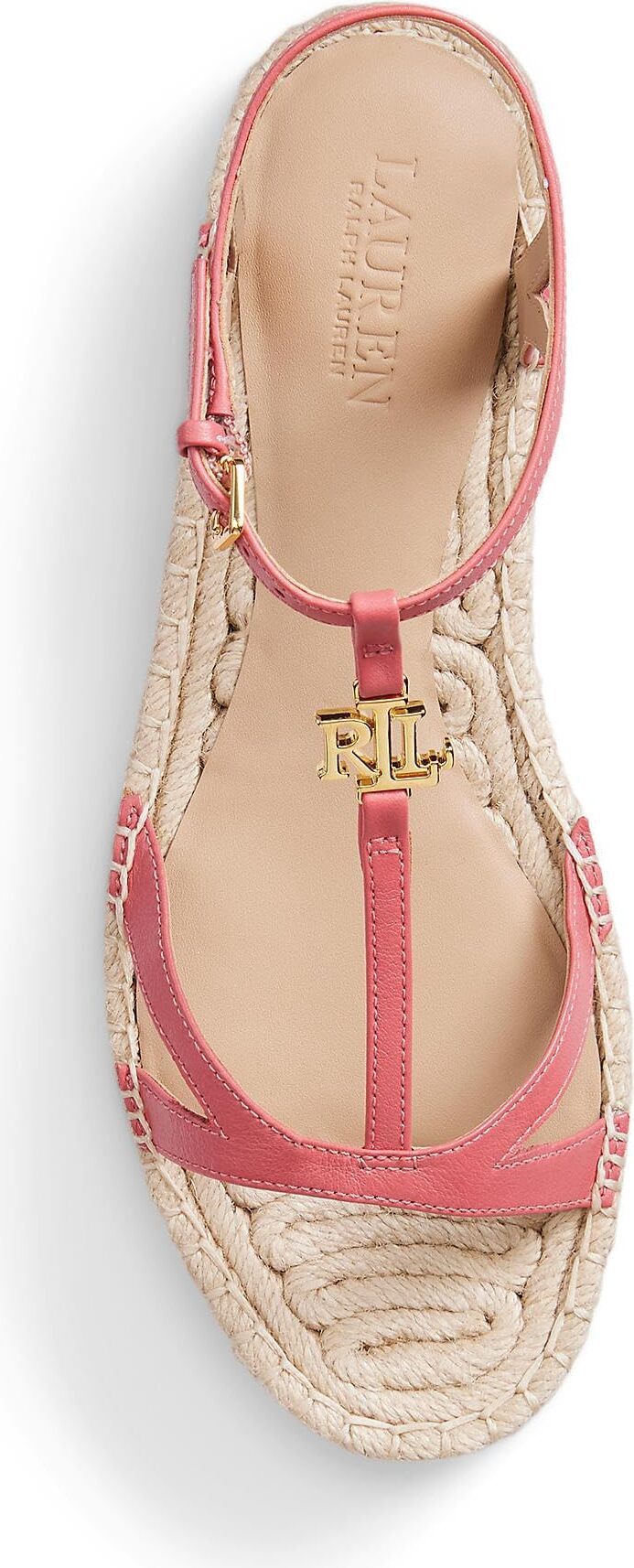 Жіночі шкіряні сандалі Ralph Lauren на солом'яній платформі 39 — фото 5