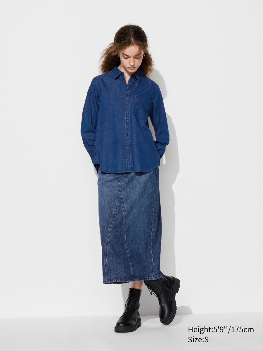 Джинсова сорочка UNIQLO 1159826153 (Синій S) — фото 1