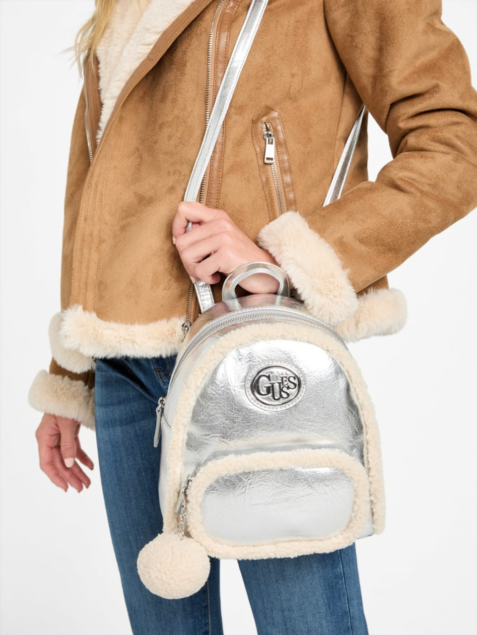 Жіночий набір GUESS рюкзак та гаманець 1159858898 (Сріблястий One Size) — фото 2