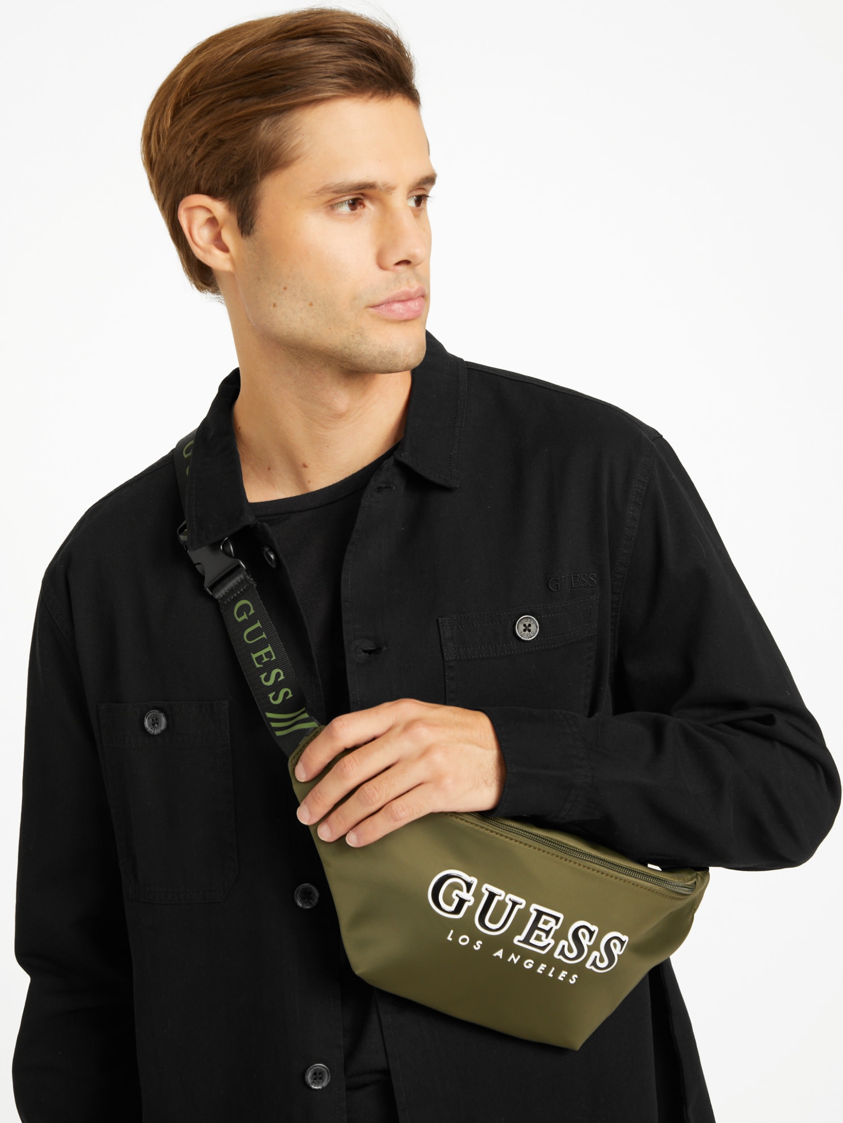 Поясна сумка Guess бананка з логотипом 1159791964 (Зелений, One Size) — фото 3