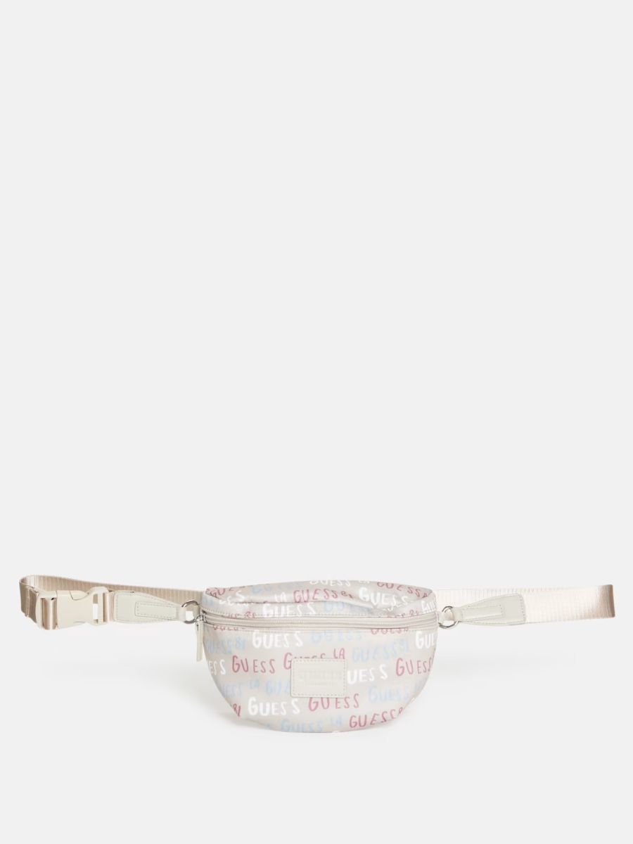 Поясна сумка Guess бананка з принтом 1159791973 (Бежевий, One size) — фото 2