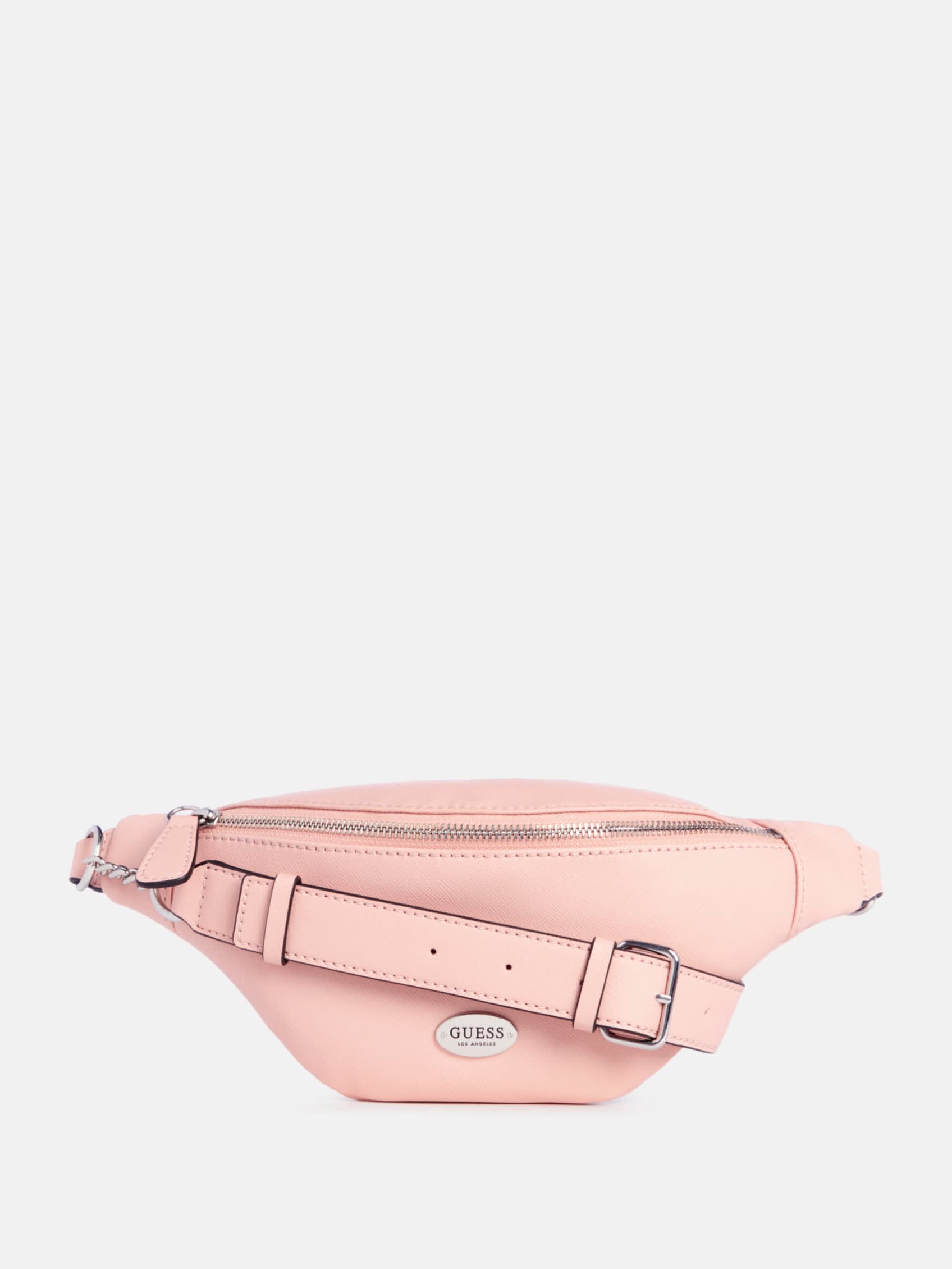 Жіноча поясна сумка Guess бананка з логотипом 1159801609 (Рожевий, One size) — фото 2