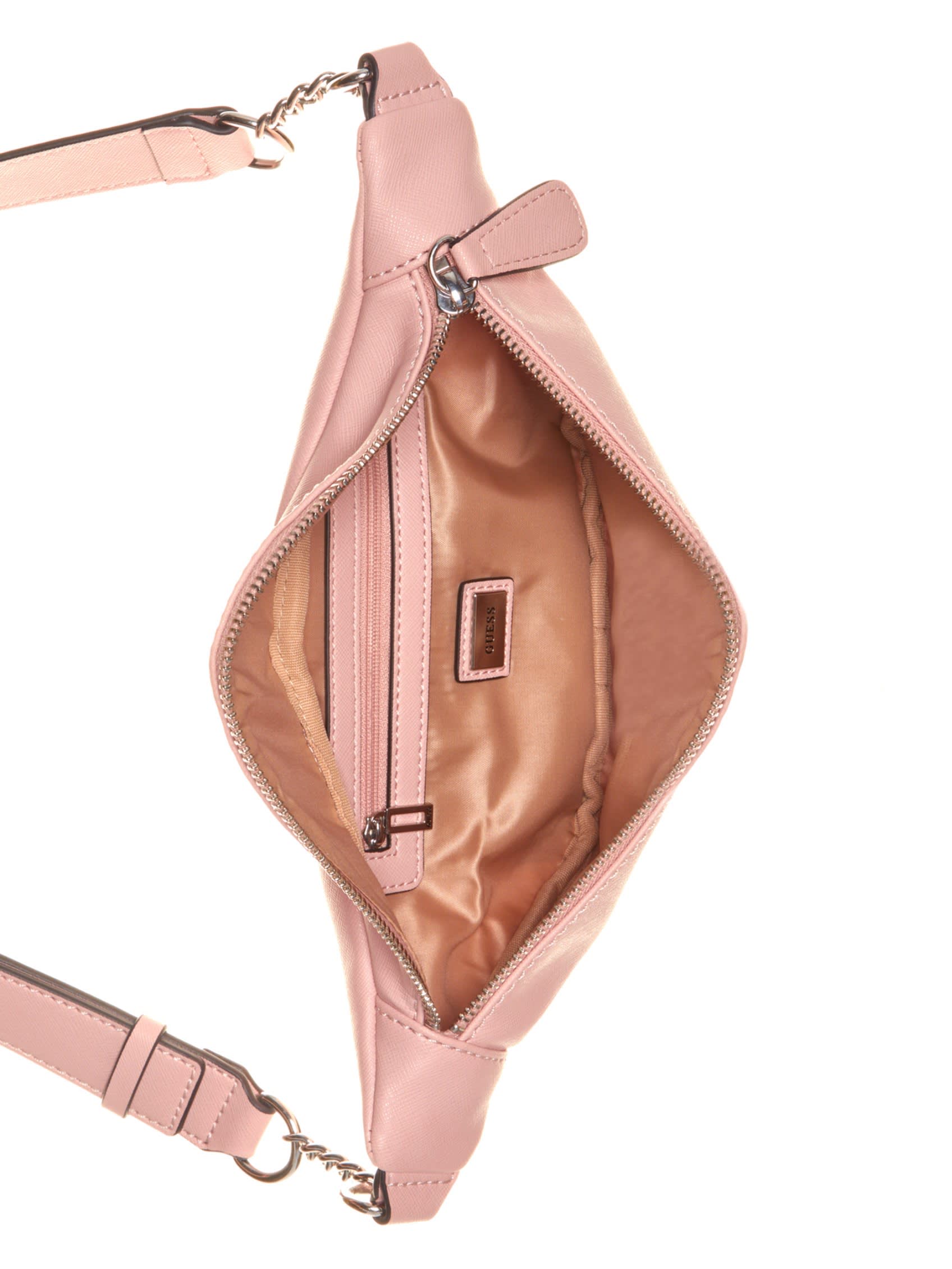 Жіноча поясна сумка Guess бананка з логотипом 1159801609 (Рожевий, One size) — фото 4
