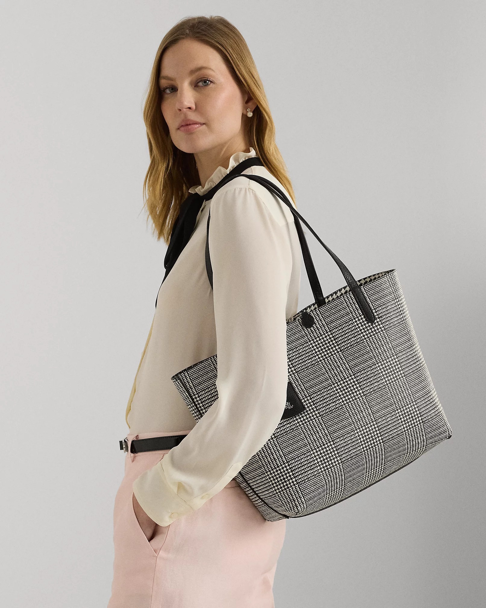 Жіноча велика двостороння сумка-тоут Lauren Ralph Lauren 1159809630 (Білий чорний, One size) — фото 9