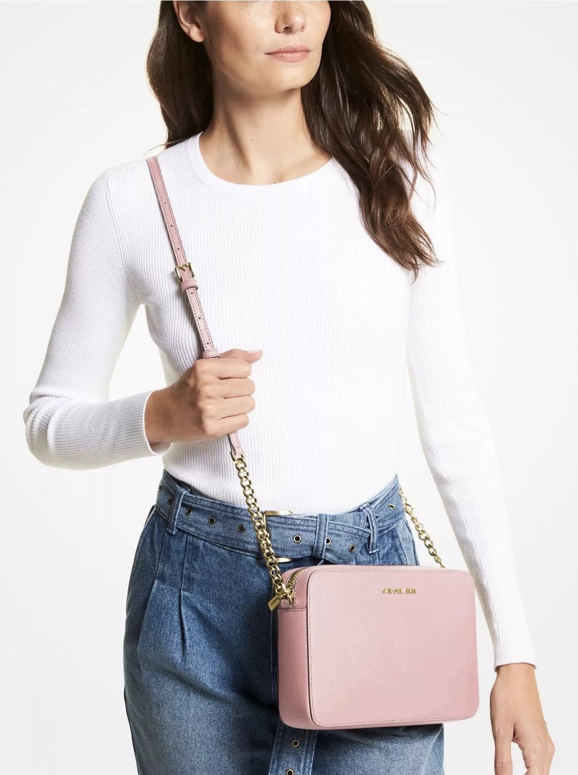 Шкіряна жіноча сумка кроссбоді Michael Kors 1159812824 (Рожевий, One size) — фото 7