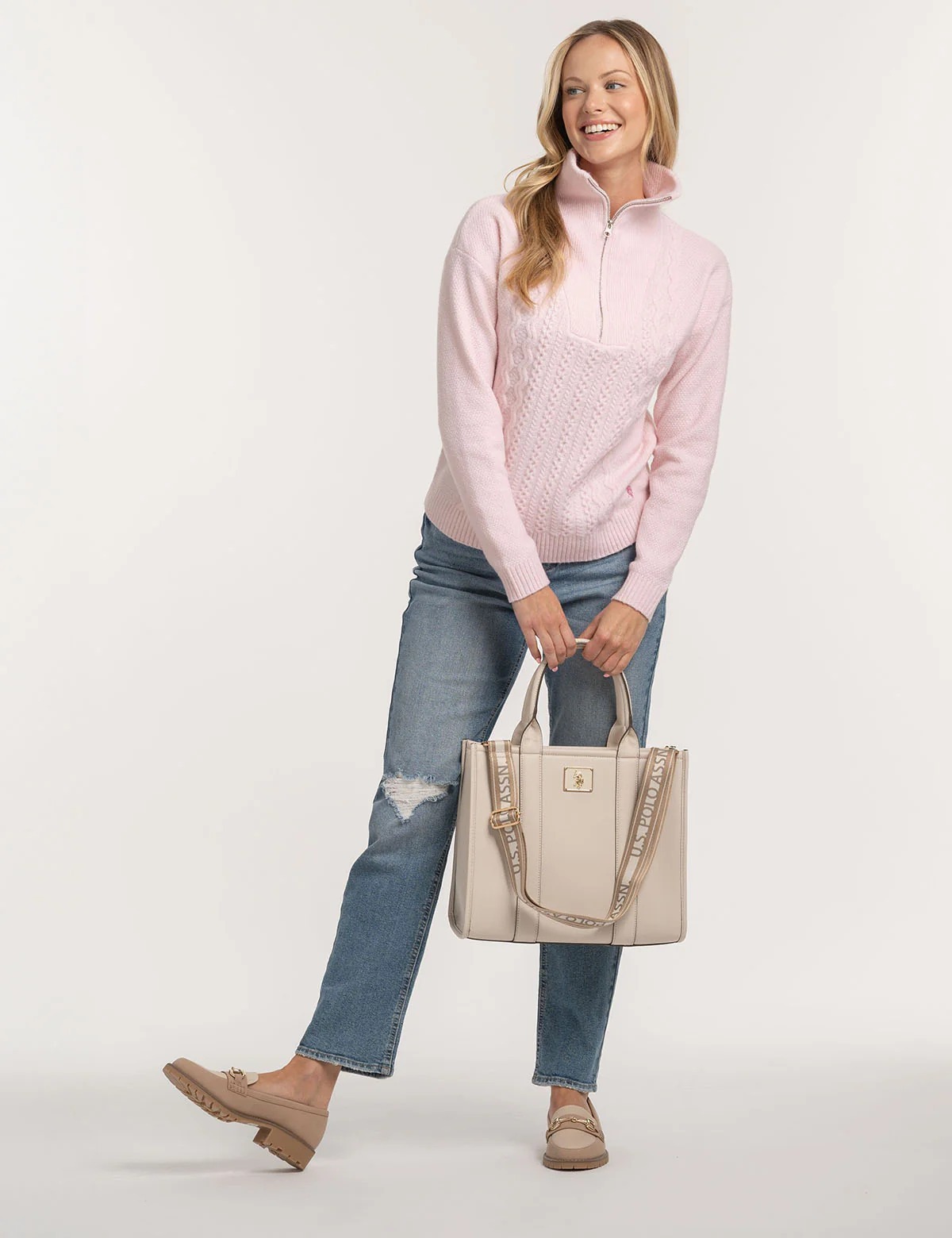 Жіноча сумка тоут US Polo Assn з довгим ремінцем 1159819058 (Молочний One size) — фото 6