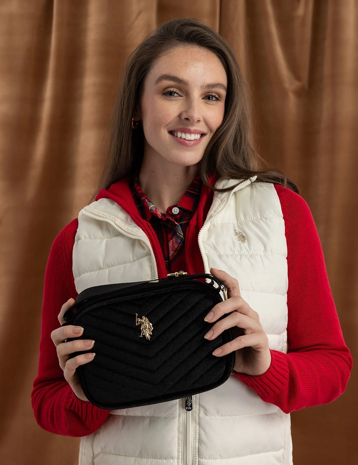 Жіноча вельветова сумка кроссбоді US Polo Assn з логотипом 1159823588 (Чорний One size) — фото 5