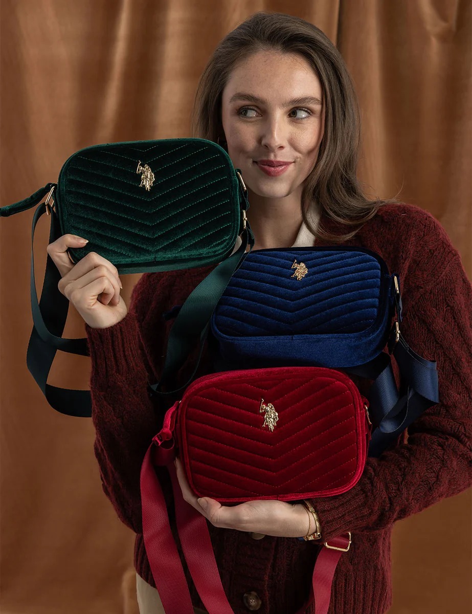 Жіноча вельветова сумка US Polo Assn з логотипом 1159823591 (Синій One size) — фото 5
