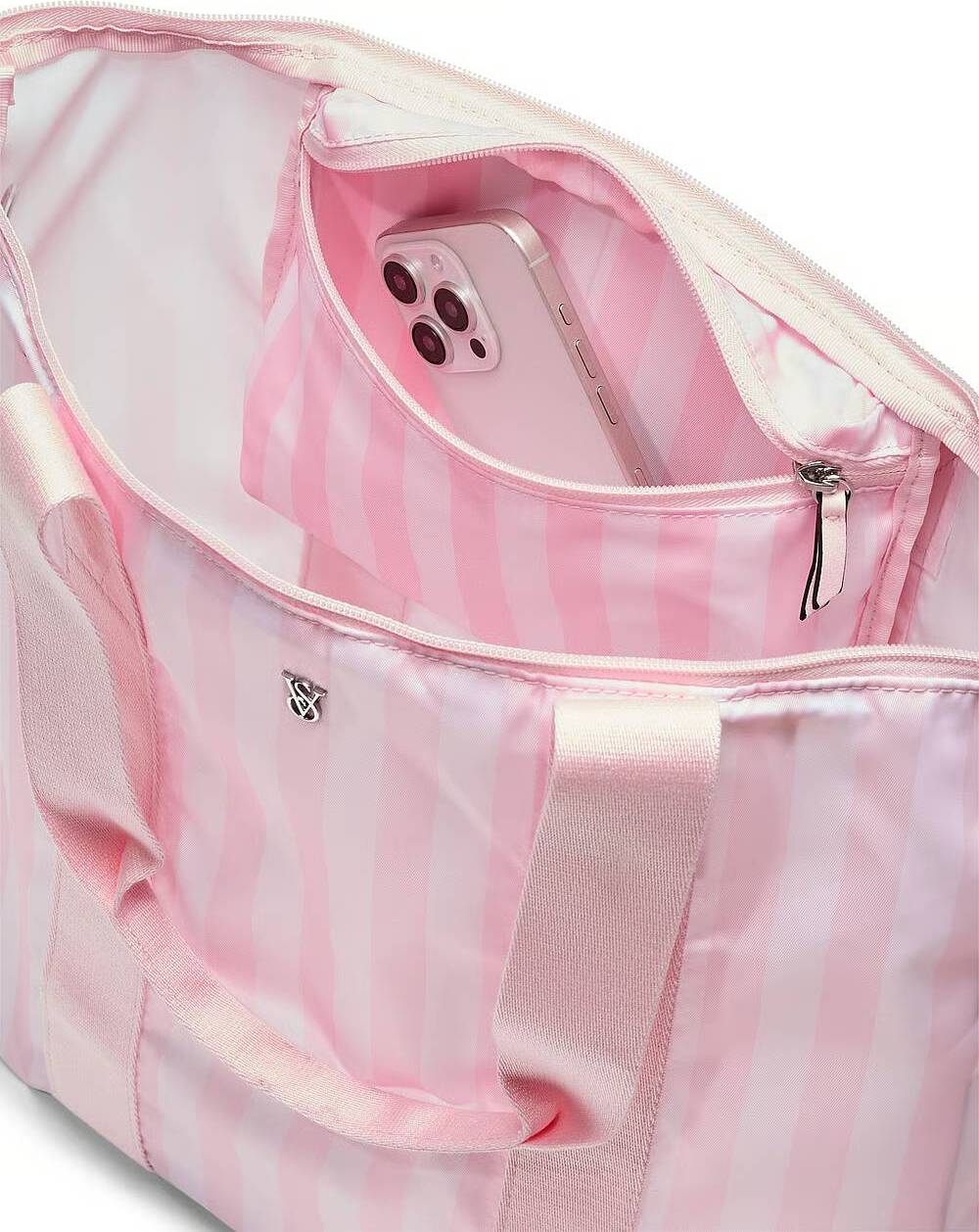 Сумка-шопер складана Victoria's Secret в смужку 1159838634 (Рожевий One size) — фото 6
