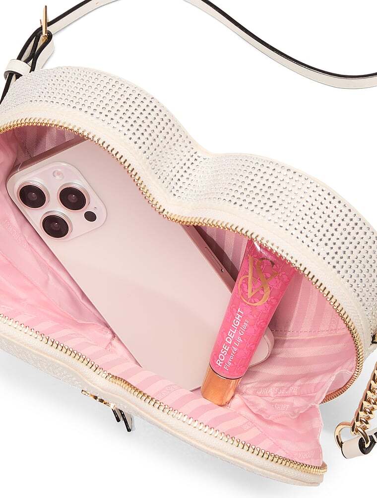 Жіноча сумка кроссбоді зі стразами Victoria's Secret у формі серця 1159841971 (Білий One size) — фото 6