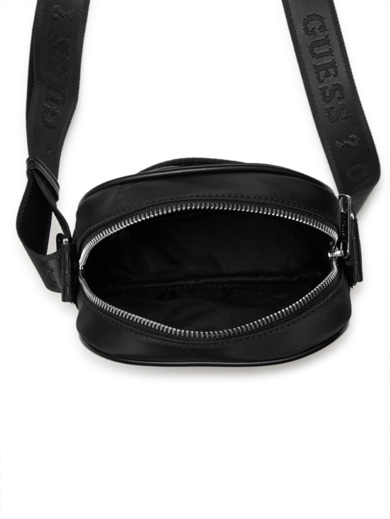 Нейлонова сумка через плече Mens Nylon PU Stripe Crossbody Guess кроссбоді 1159844396 Чорний — фото 4