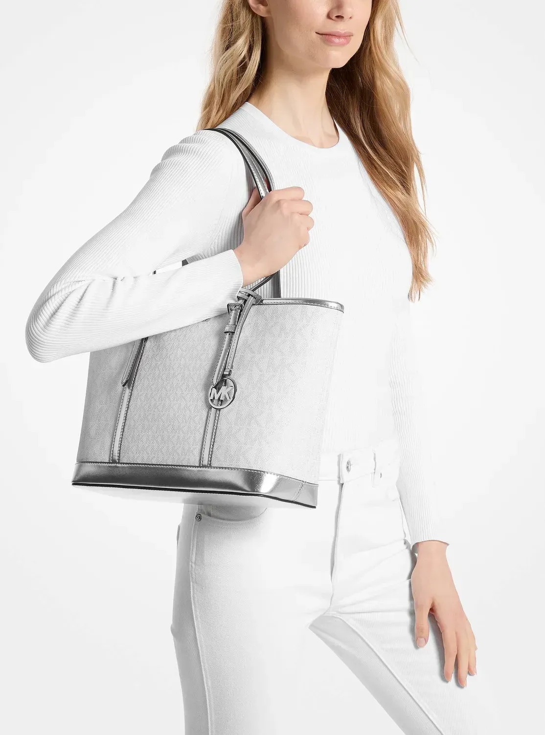 Жіночий комплект JET SET TRAVEL Michael Kors сумка тоут та гаманець 1159845157 Білий — фото 4