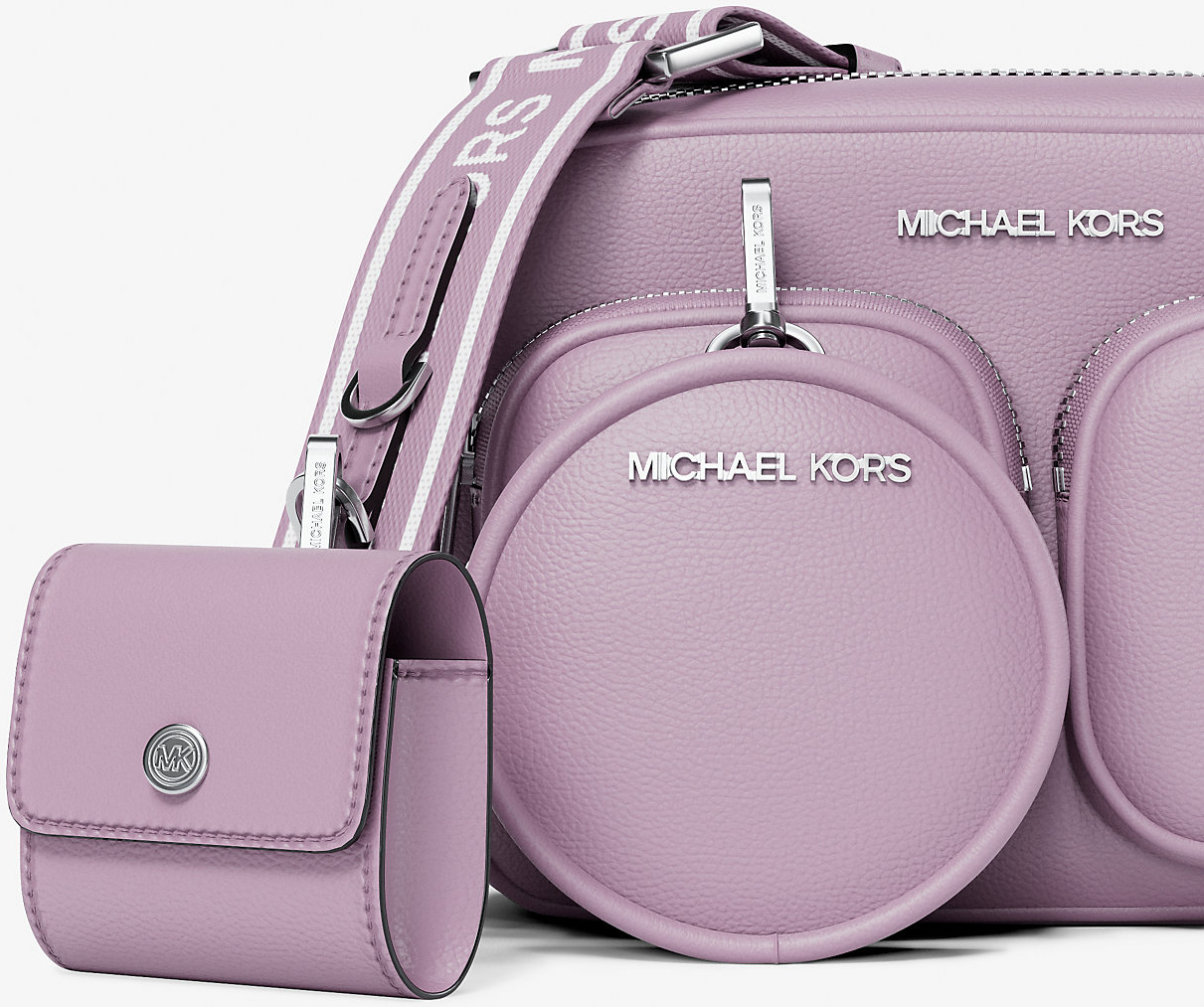 Шкіряна сумка кроссбоді з гаманцем та кейсом для навушників Jet Set Michael Kors 1159857913 Бузковий — фото 7