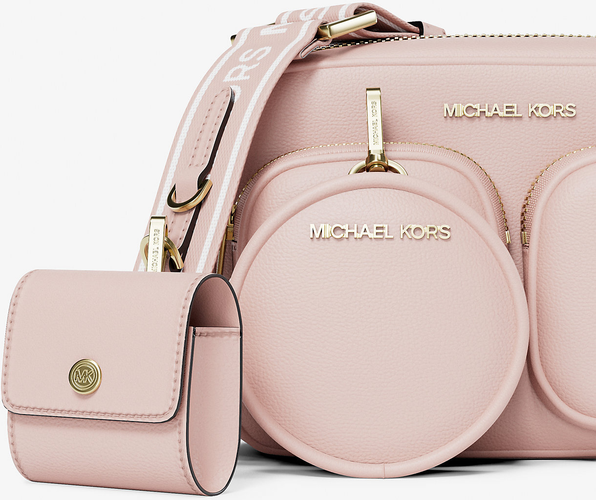 Шкіряна сумка кроссбоді з гаманцем та кейсом для навушників JET SET ITEM Michael Kors 1159857995 Рожевий — фото 6
