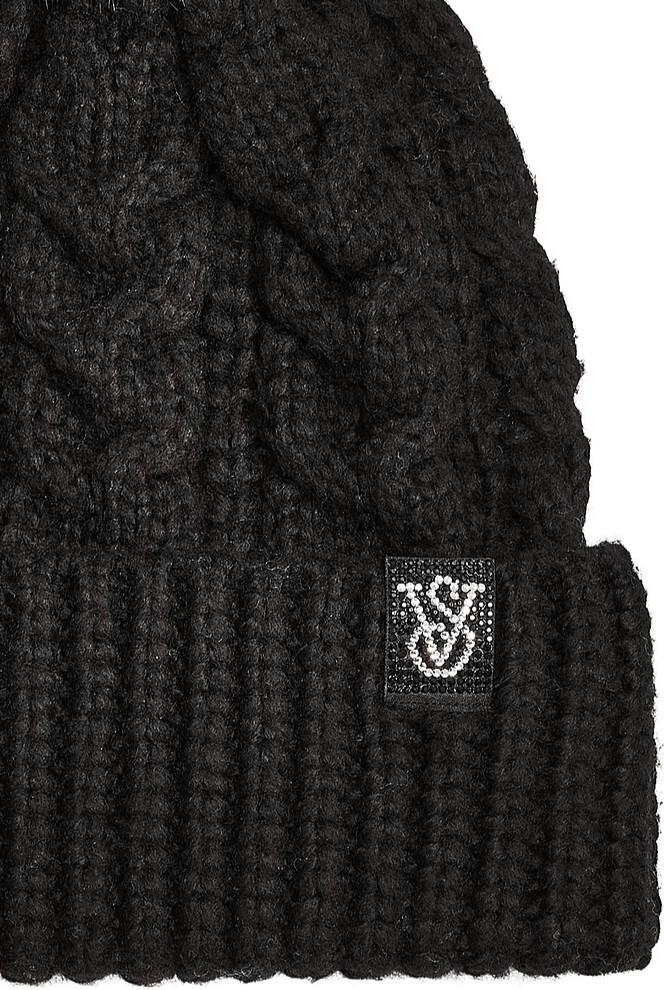 В'язана шапка Victorias Secret з помпоном 1159856977 (Чорний One size) — фото 5