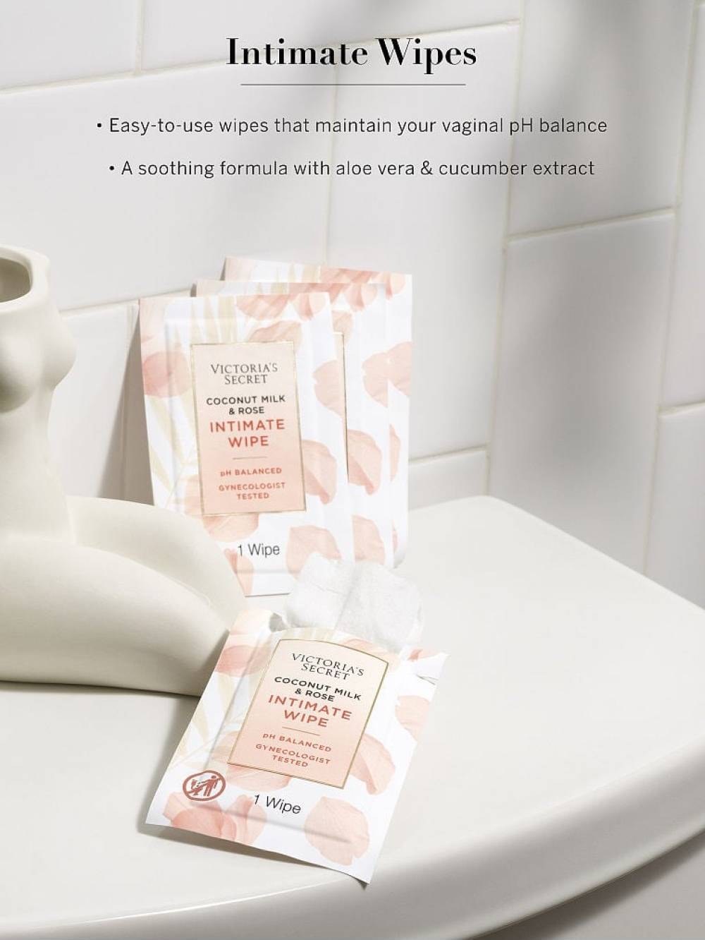 Серветки для інтимної гігієни Coconut Milk & Rose Victoria's Secret 1159842654 (Бежевий One size) — фото 4