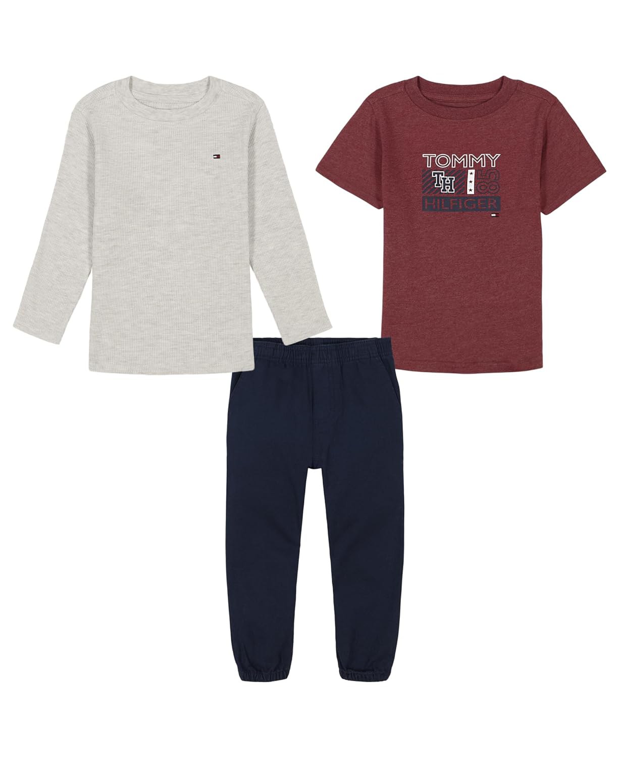 Дитячий комплект Tommy Hilfiger лонгслів, футболка та штани 1159842771 — фото 1