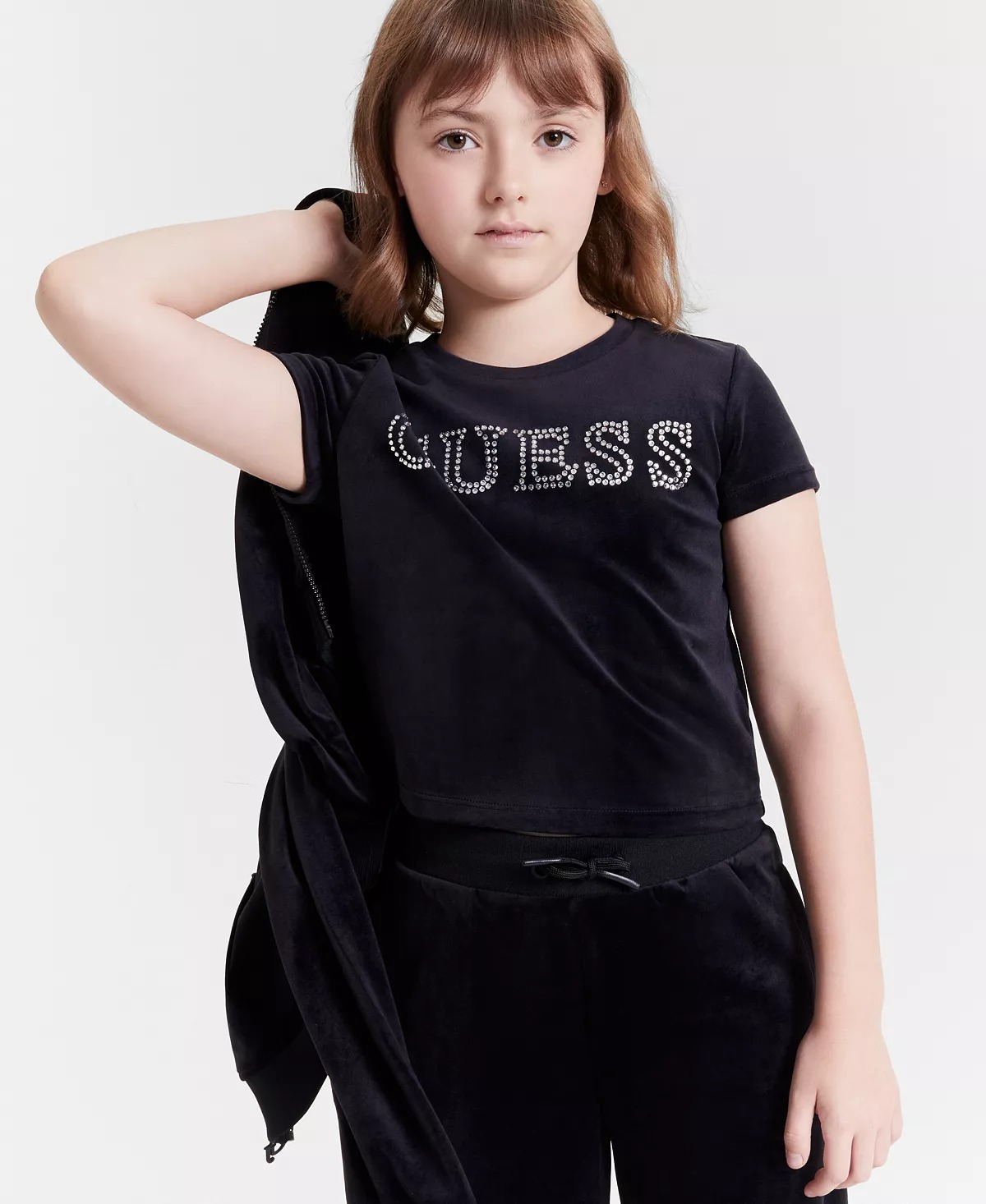 Велюрова футболка Guess зі стразами 1159845024 — фото 1