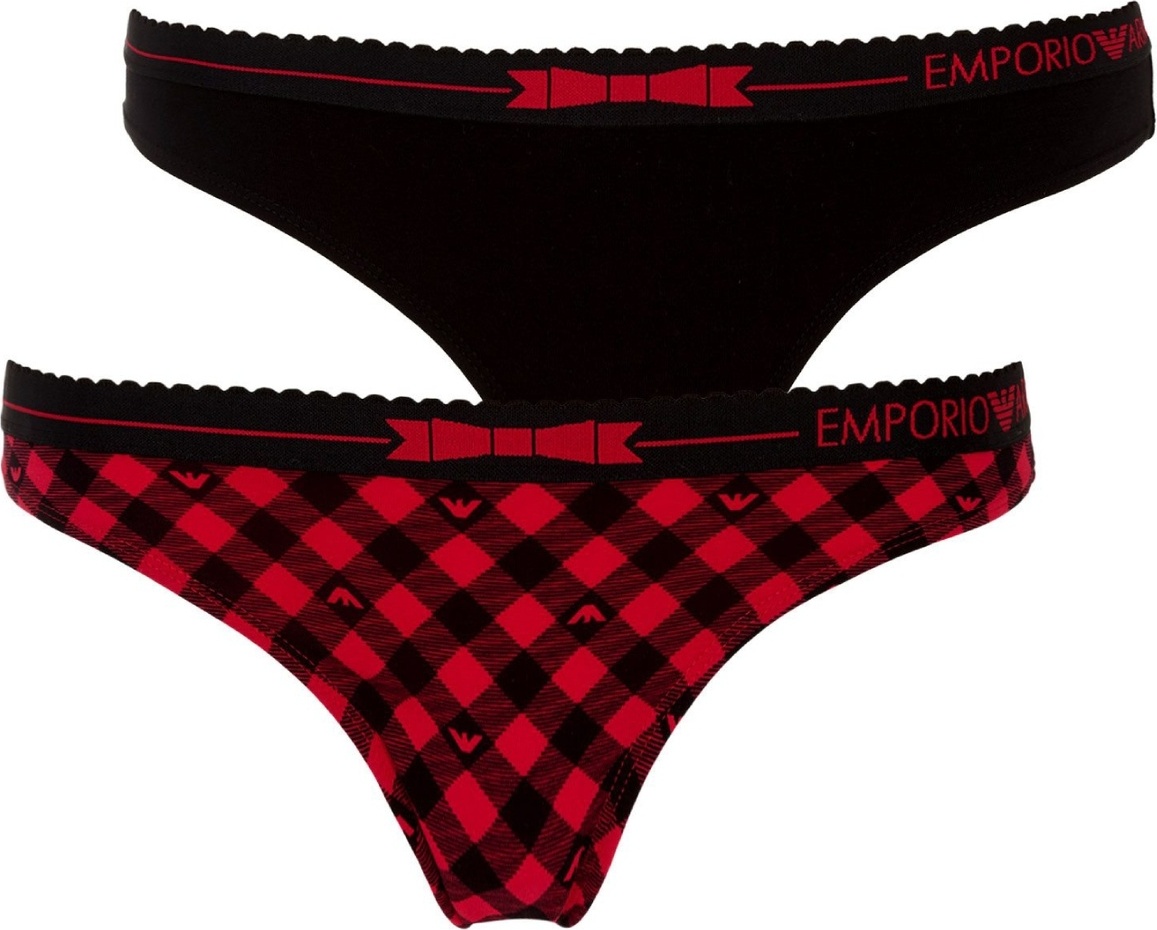 Жіночі трусики бразилії Emporio Armani набір 1159849983 (Чорний/Червоний XL) — фото 2