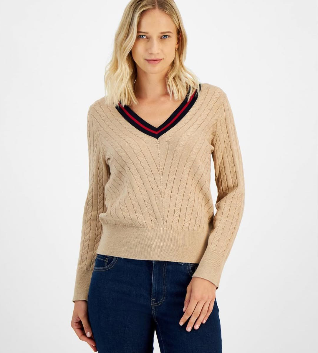 Жіночий светр Tommy Hilfiger пуловер 1159849818 (Бежевий XL) — фото 1