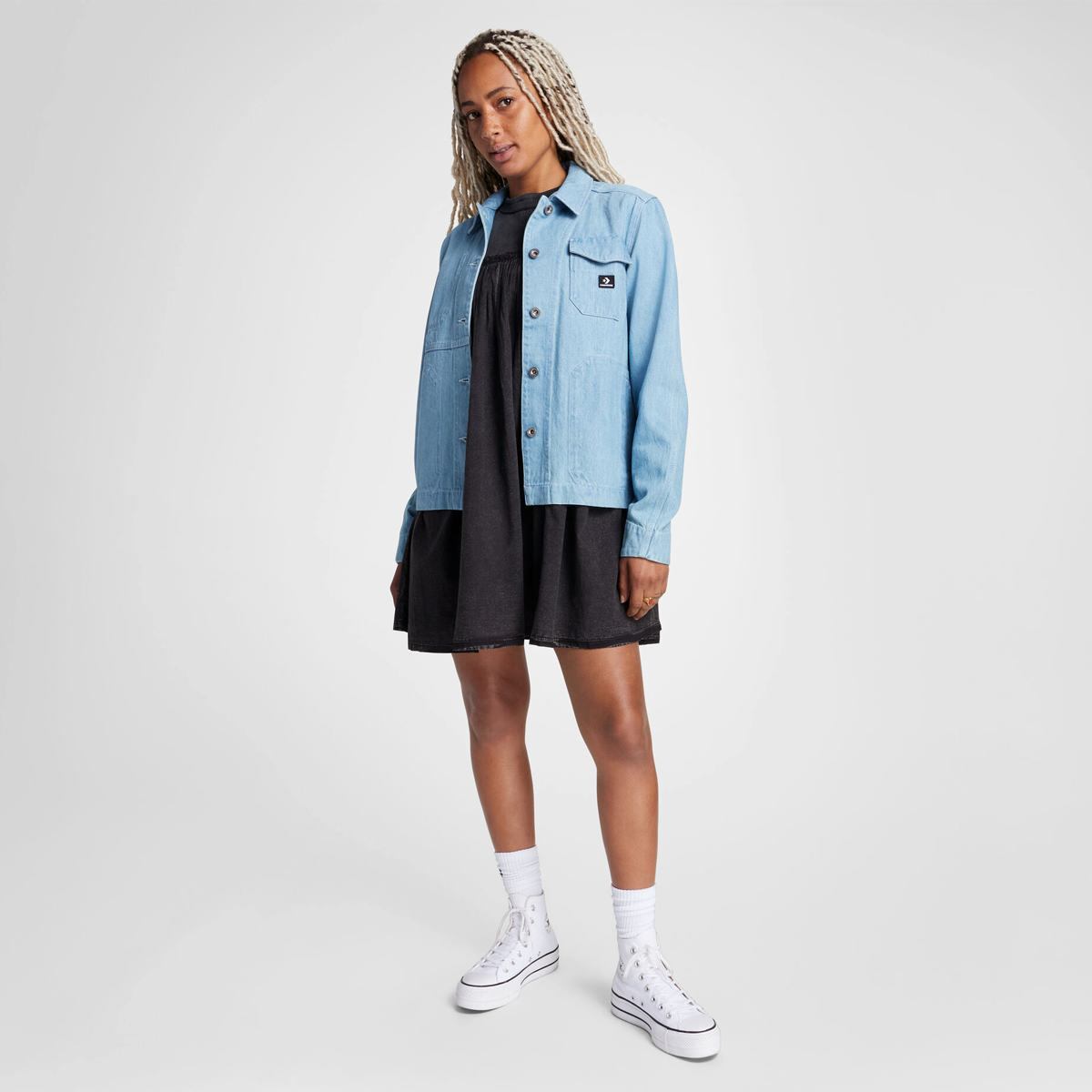 Куртка джинсова жіноча CONVERSE DENIM CHORE COAT 10027976-444, S — фото 4