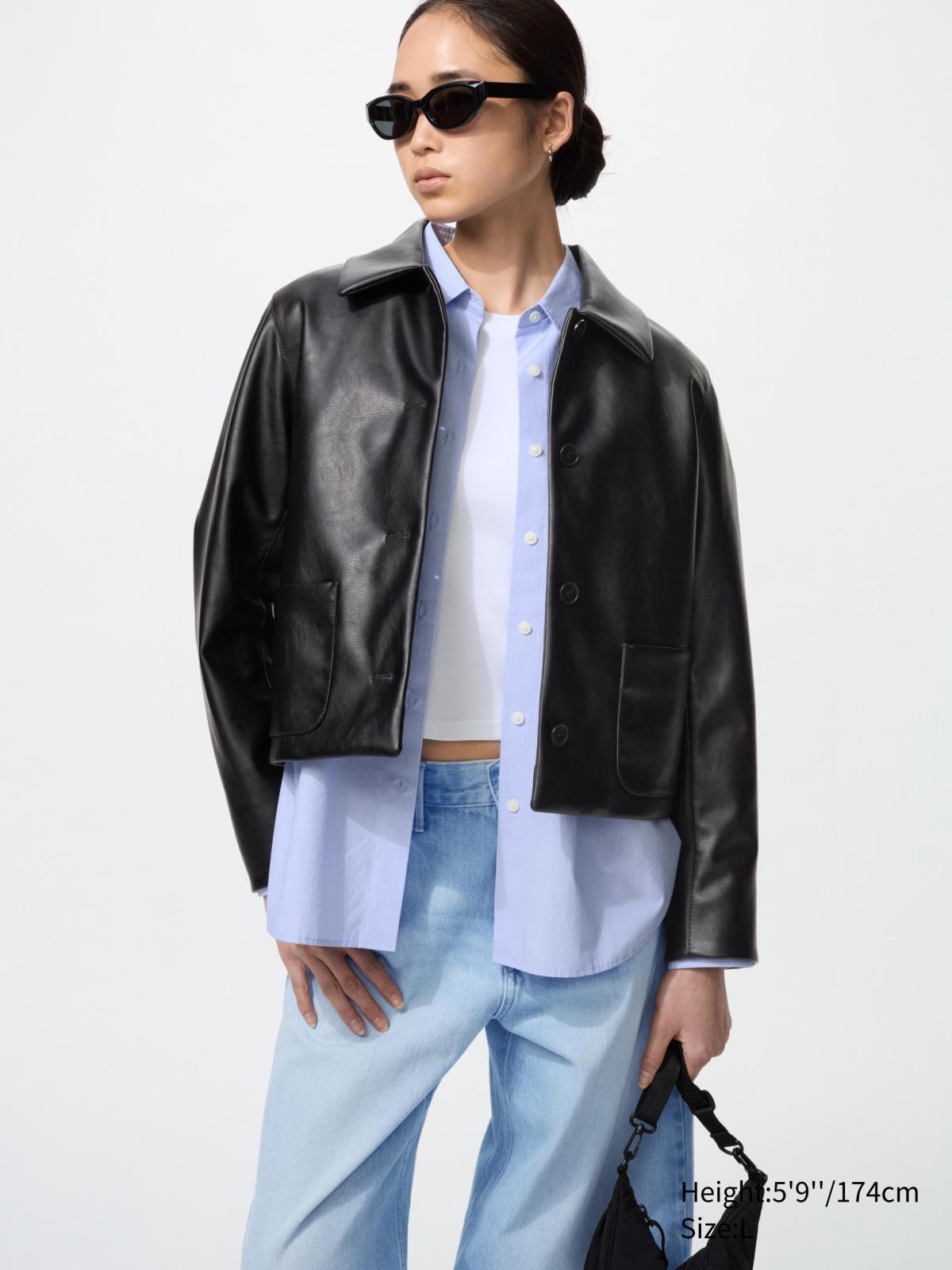 Куртка з екошкіри UNIQLO на гудзиках 1159851426 — фото 1