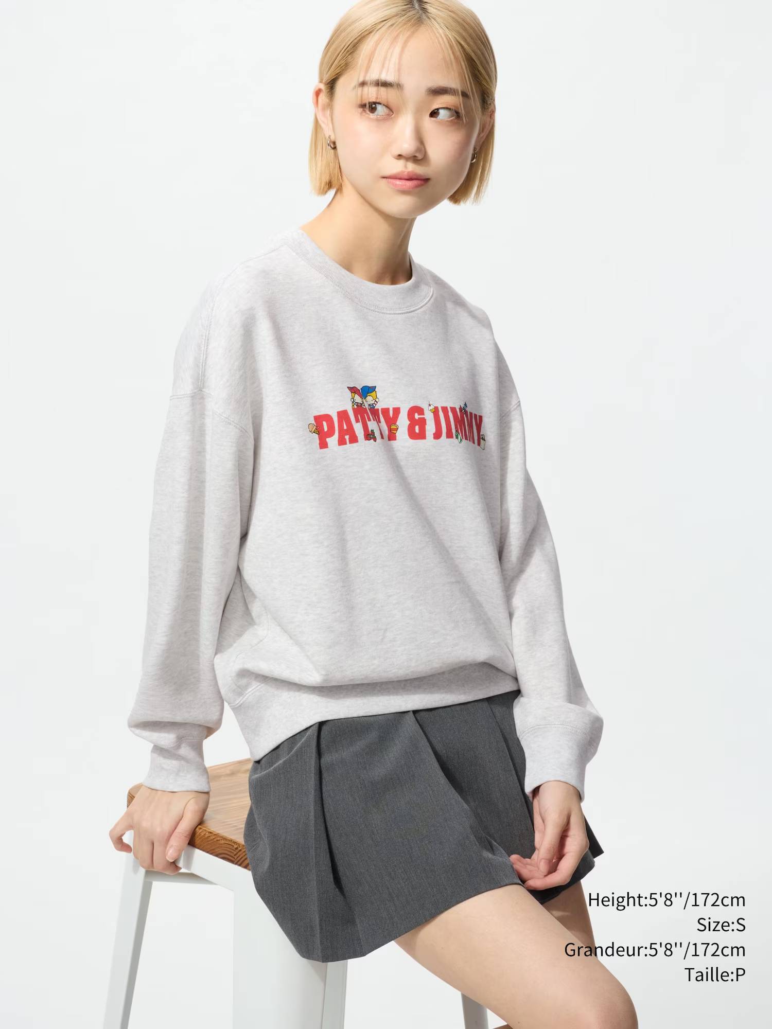Світшот Sanrio UNIQLO Patty & Jimmy з принтом 1159851335 (Сірий XL) — фото 1