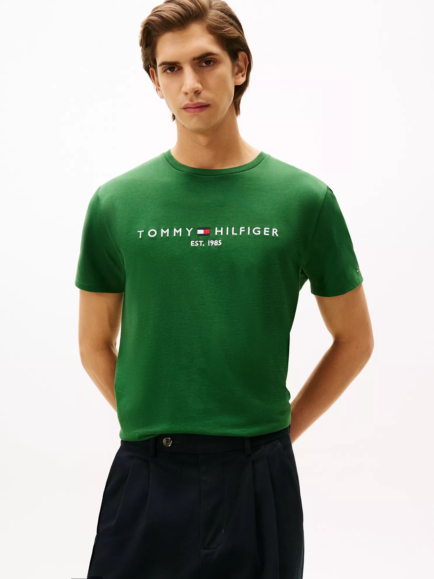 Чоловічі футболки Tommy Hilfiger з вишитим логотипом 1159852286 (Зелений XL) — фото 1