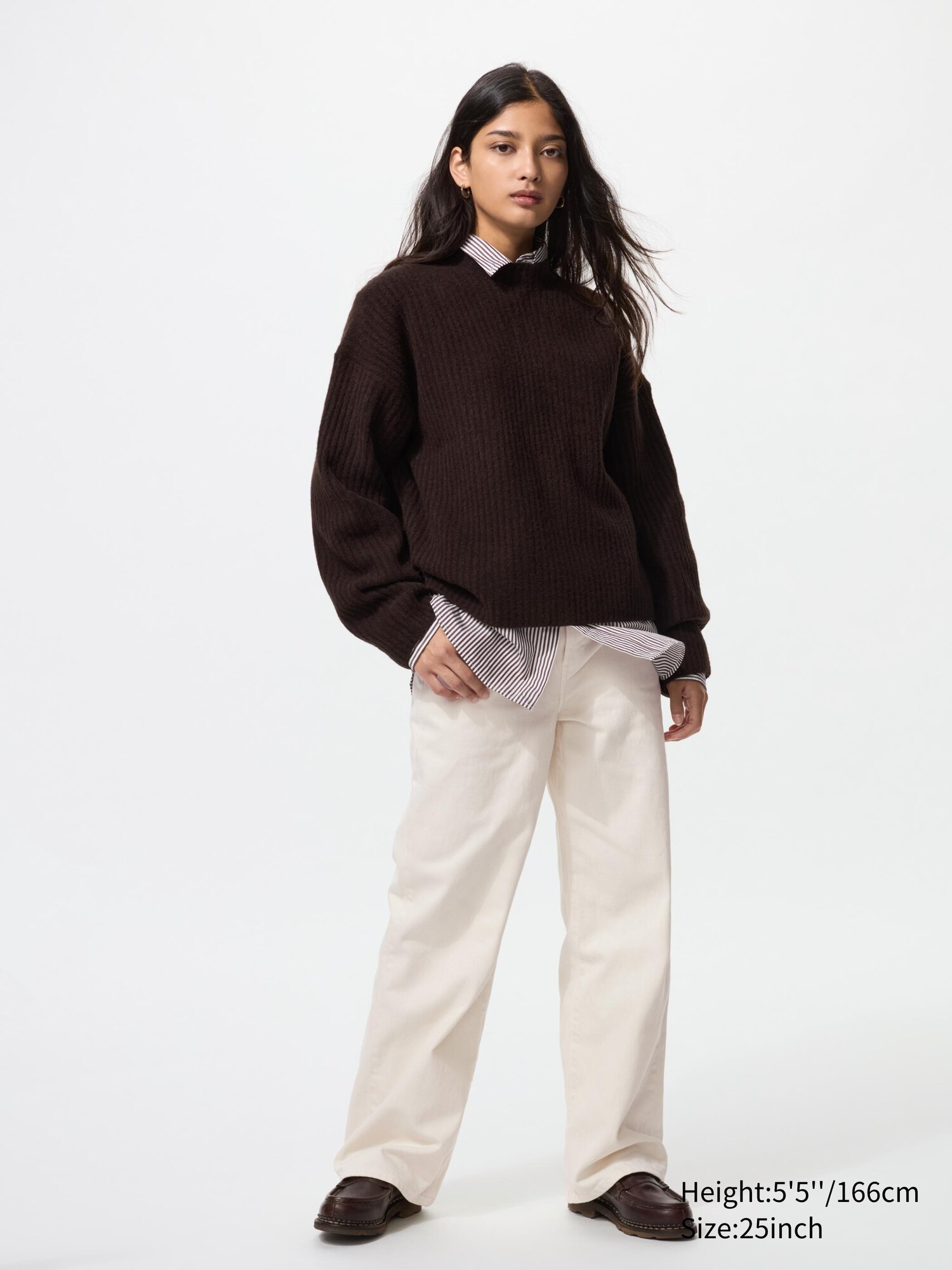 Широкі прямі джинси UNIQLO 1159852516 (Молочний 26) — фото 1