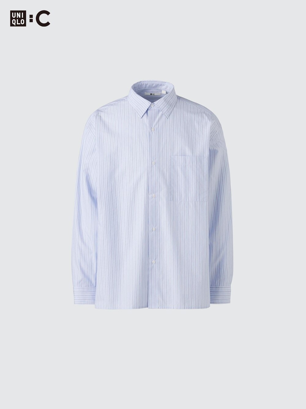 Сорочка в смужку UNIQLO 1159854877 (Блакитний L) — фото 1
