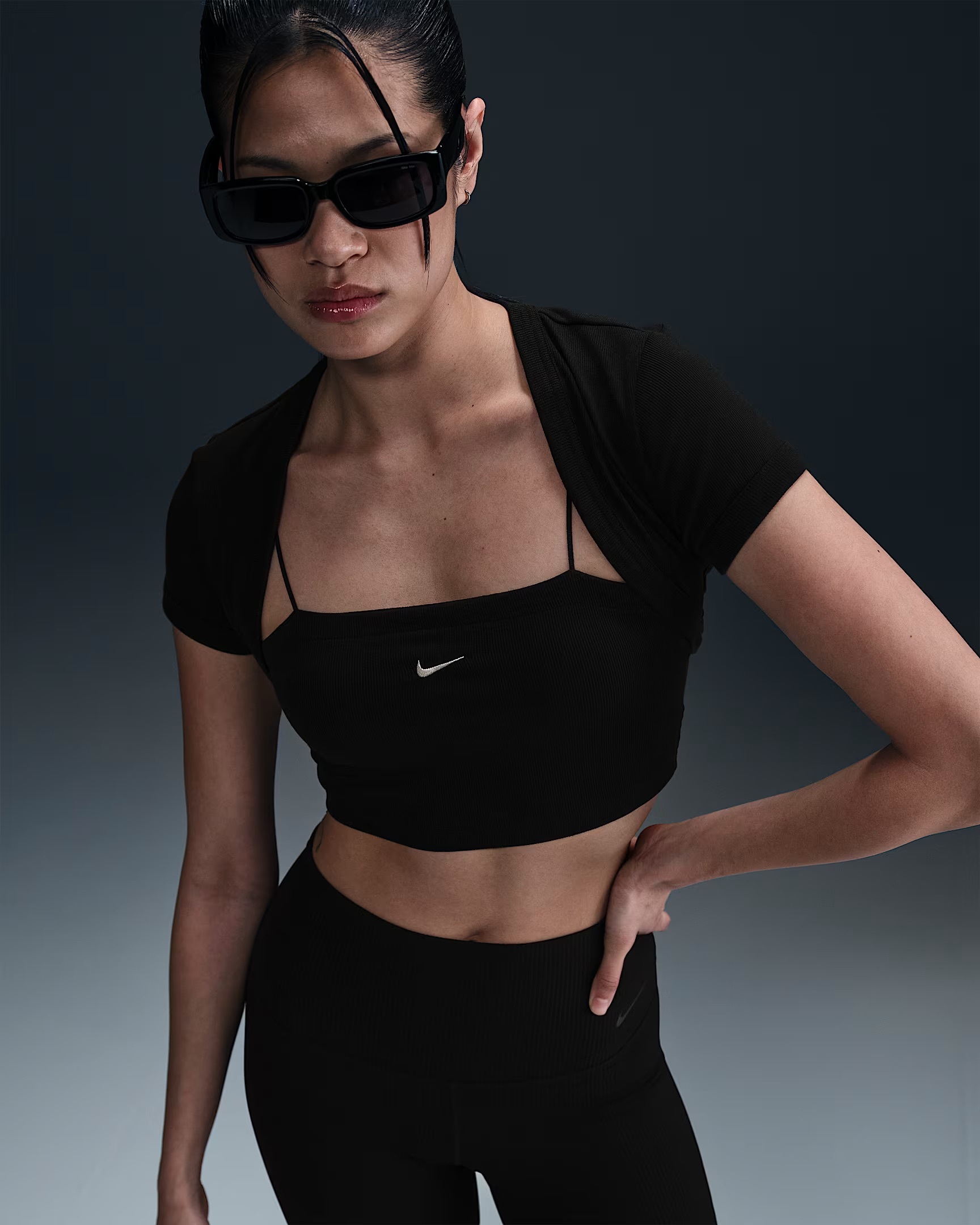 Жіноча футболка NIKE W NSW NK CHLL KNT MRIB 2N1 CRP HJ1299-010, L — фото 2