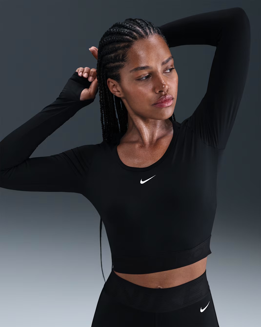 Жіноча футболка з довгим рукавом NIKE W NP DF LS TOP GG SHINE HV9992-010 — фото 1