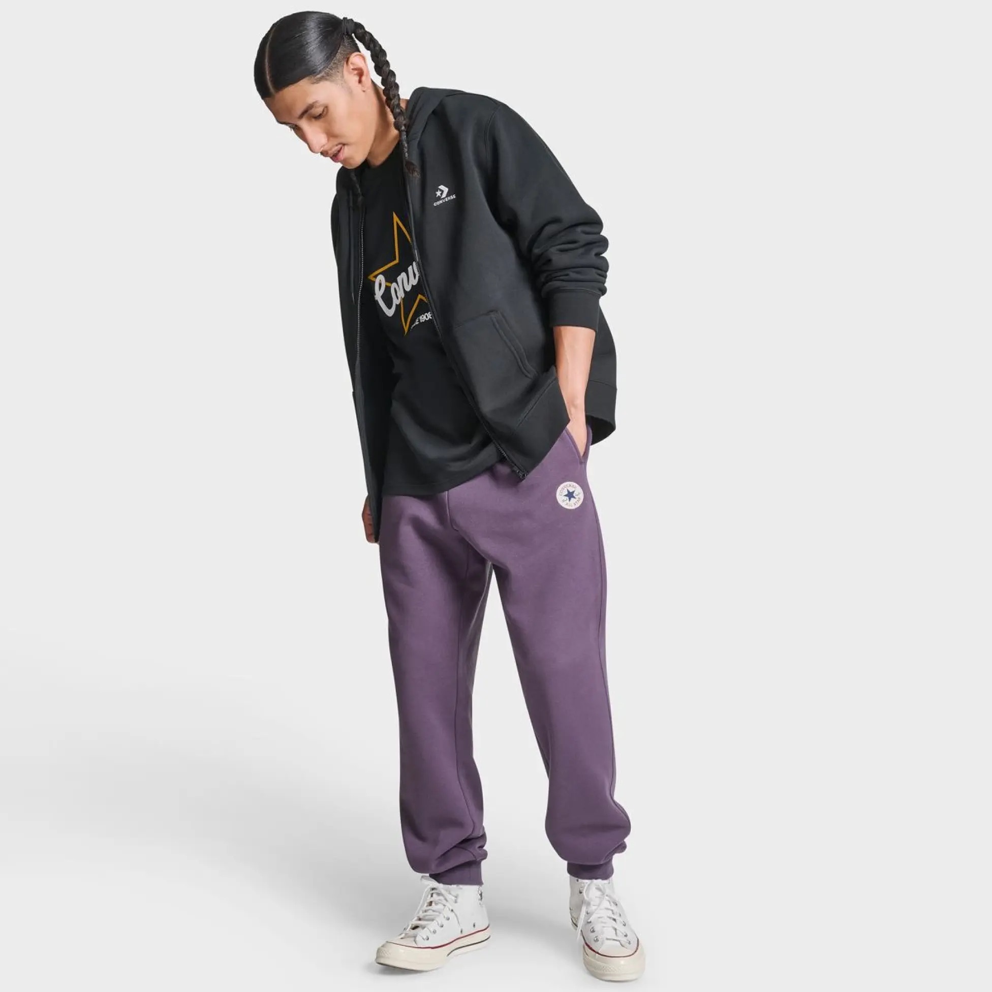 Чоловіча толстовка CONVERSE MENS JACKET CHEV EMB FZ CVM53K05-BLK, L — фото 3