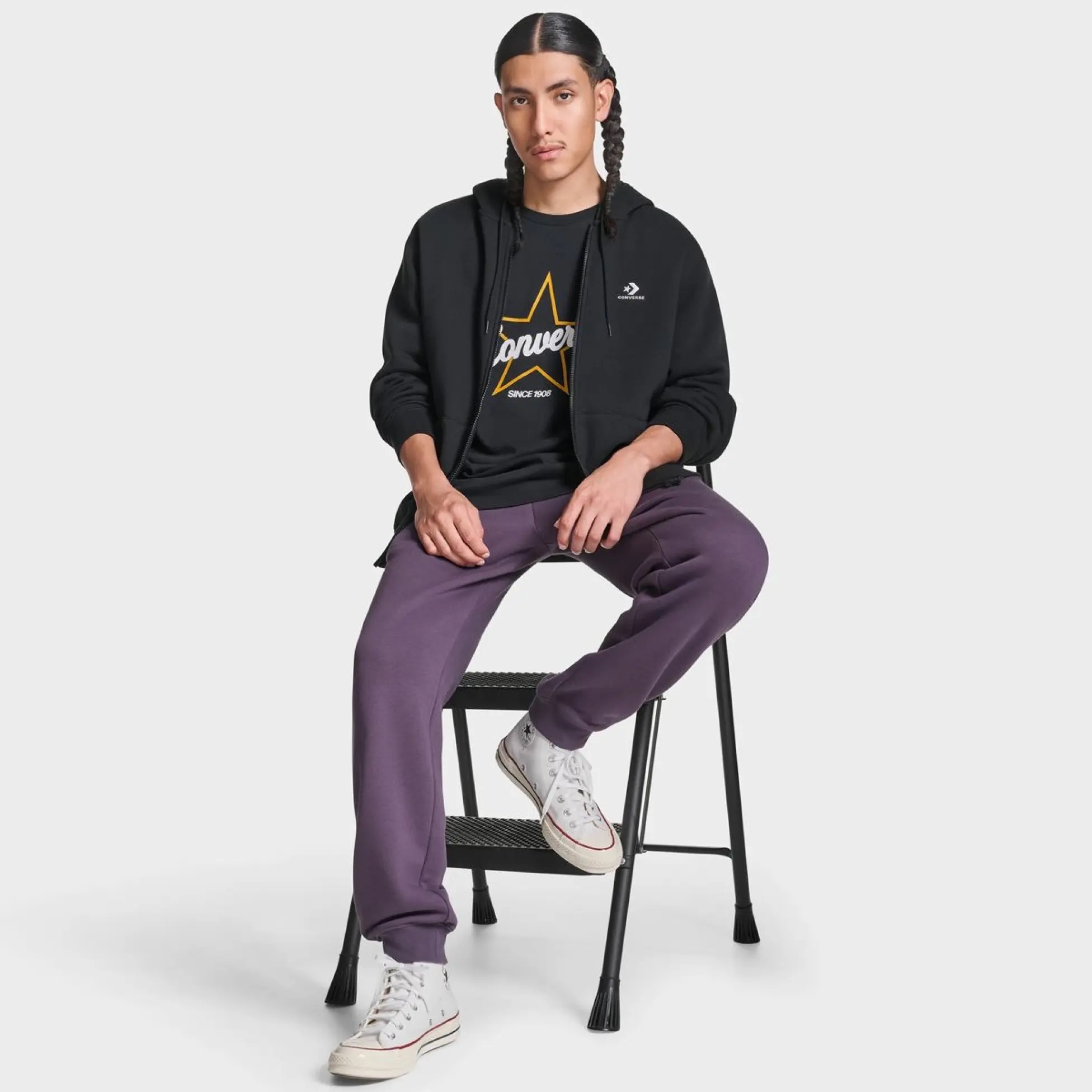 Чоловіча толстовка CONVERSE MENS JACKET CHEV EMB FZ CVM53K05-BLK, L — фото 5