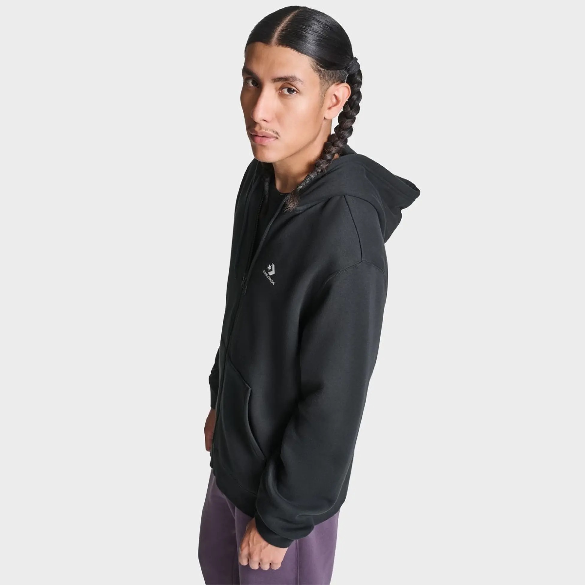 Чоловіча толстовка CONVERSE MENS JACKET CHEV EMB FZ CVM53K05-BLK, L — фото 4