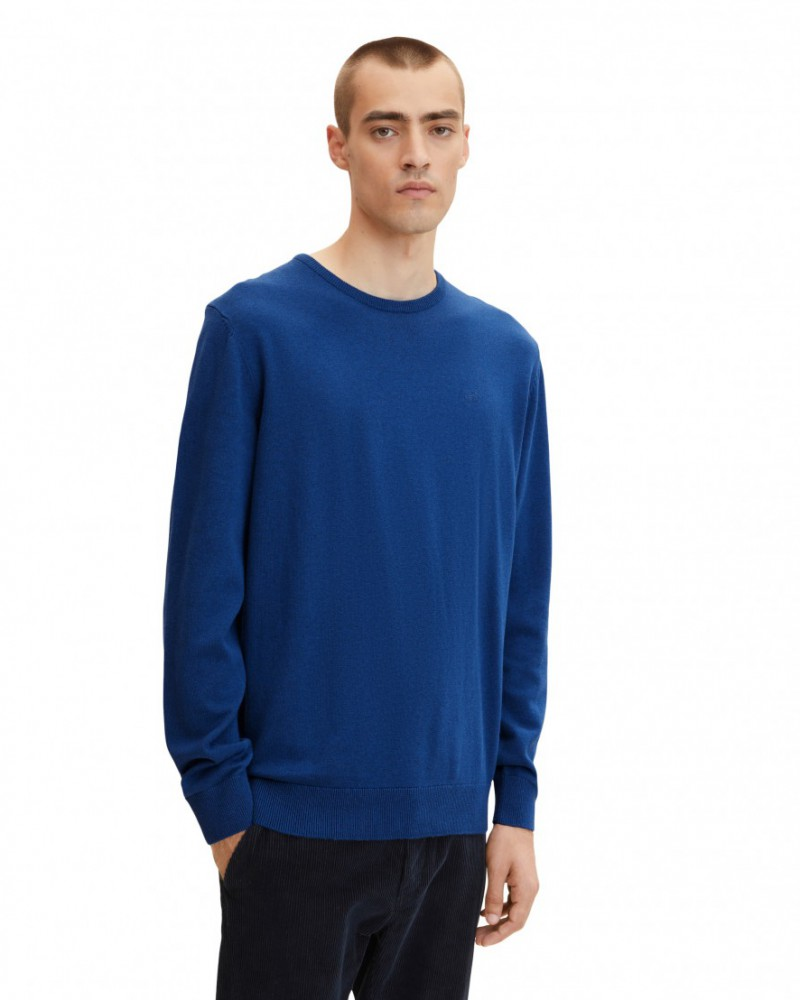 Кофта basic crew neck sweater 1027661-11284 Tom Tailor XXXL Синій — фото 1