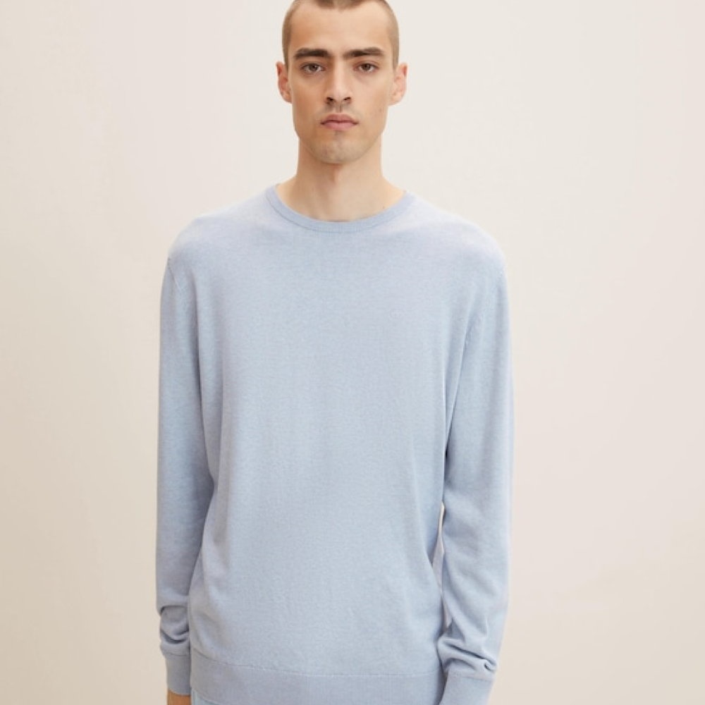Кофта basic crew neck sweater 1027661-30312 Tom Tailor XXXL Блакитний — фото 1
