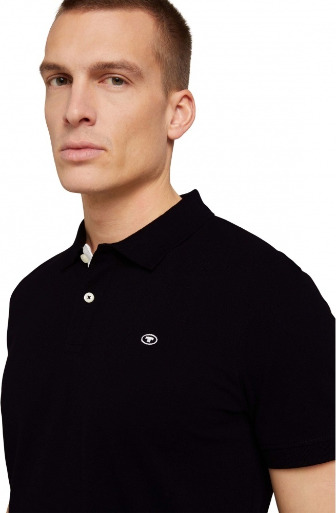 Поло basic polo with contrast 1027713XX1029999 Tom Tailor XXL Чорний — фото 5