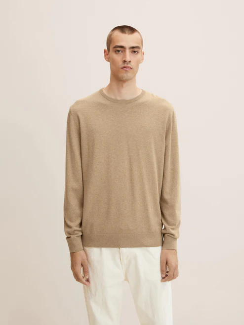 Кофта BASIC CRIGHT SPLASHY SAND ME 1027661-30317 Tom Tailor XXL Бежевий — фото 1