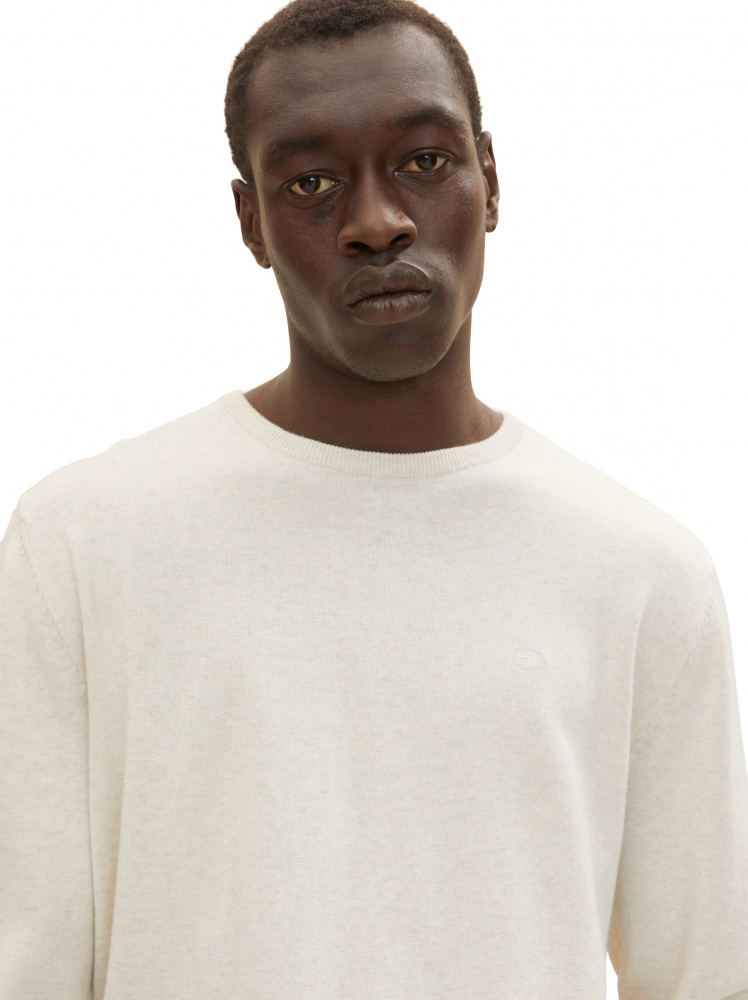 Кофта basic crew neck sweater 1027661-30318 Tom Tailor XXL Білий — фото 5