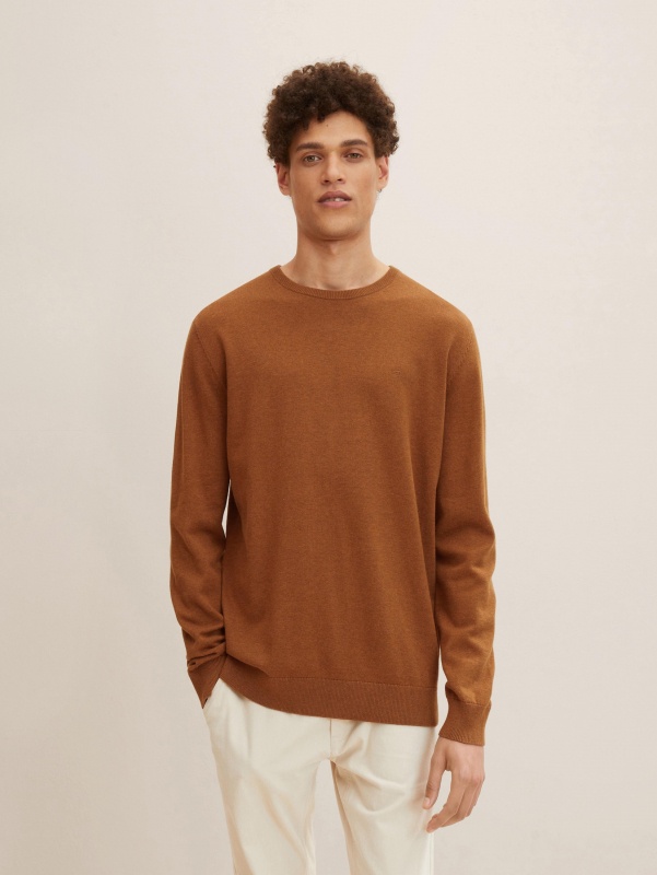 Кофта BASIC CREW NECK SWEATER 1027299-30313 Tom Tailor XXL Коричневий — фото 1