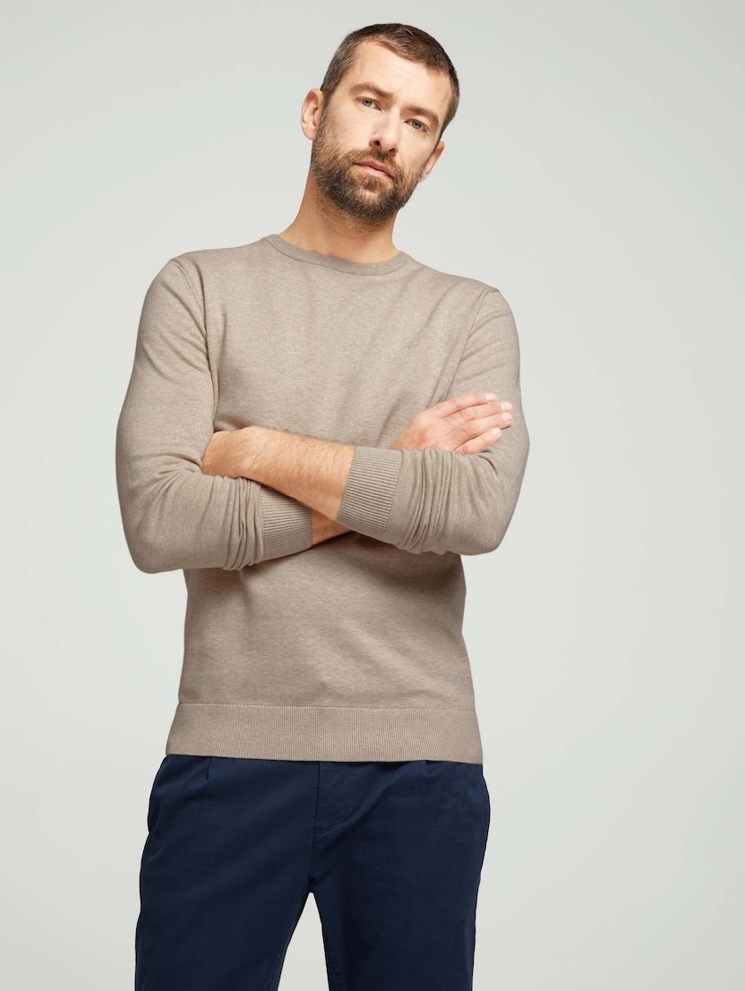 Кофта basic crew neck sweater 1027299XX1011831 Tom Tailor XXL Бежевий — фото 5