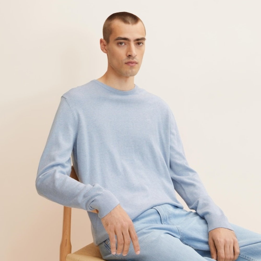 Кофта basic crew neck sweater 1027661-30312 Tom Tailor XXXL Блакитний — фото 5