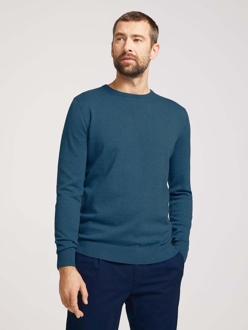 Кофта basic crew neck sweater 1027299XX1028733 Tom Tailor XXL Темно-синій — фото 1