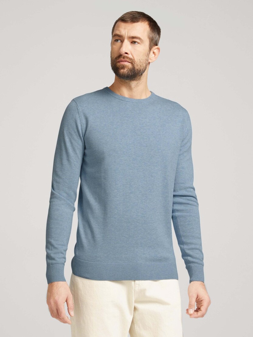 Кофта basic crew neck sweater 1027299XX1021076 Tom Tailor XXL Блакитний — фото 1