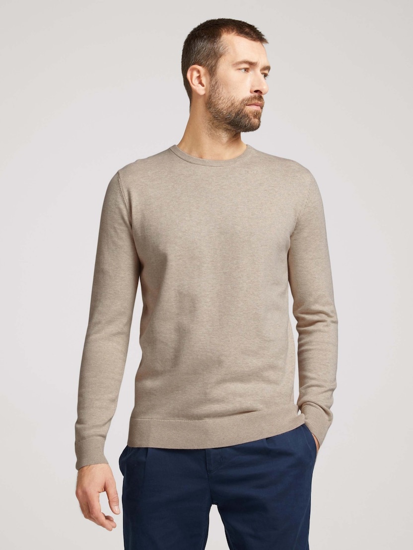 Кофта basic crew neck sweater 1027299XX1011831 Tom Tailor XXL Бежевий — фото 1