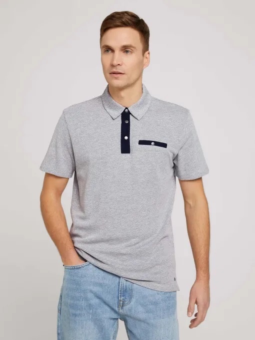 Поло structured polo with pocket 1030388XX1015398 Tom Tailor XXL Сірий — фото 1