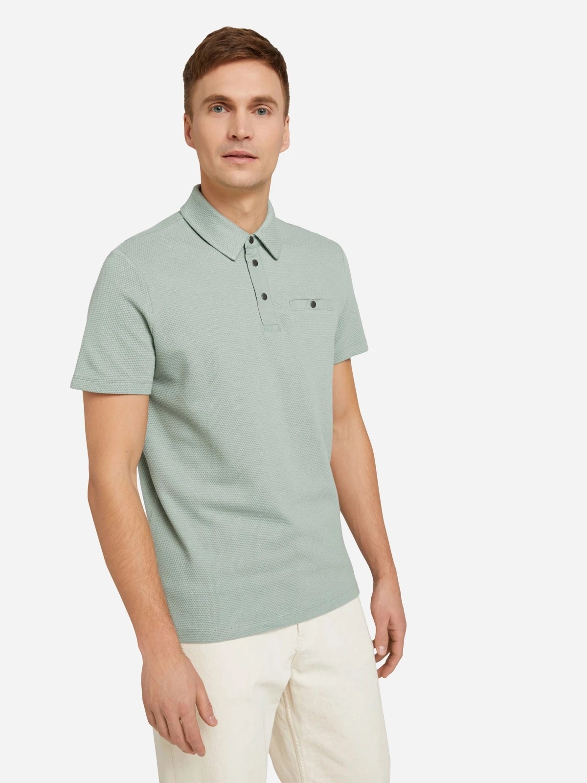 Поло structured polo with pocket 1030388XX1012960 Tom Tailor XXL Сірий — фото 1