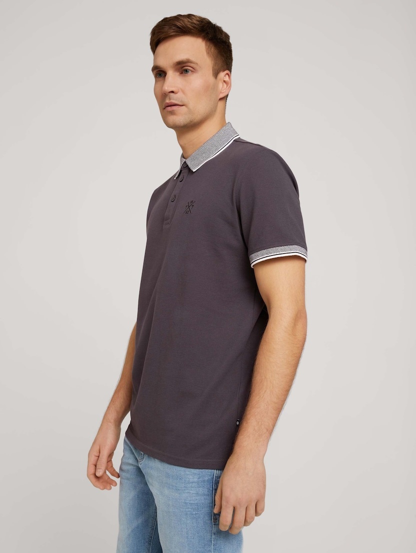Поло basic polo with chest embro 1030625XX1010899 Tom Tailor XXL Темно-сірий — фото 5